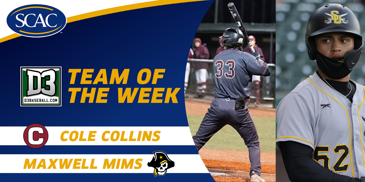 Centenary's Collins, Southwestern's Mims Named to D3baseball.com Team of the Week