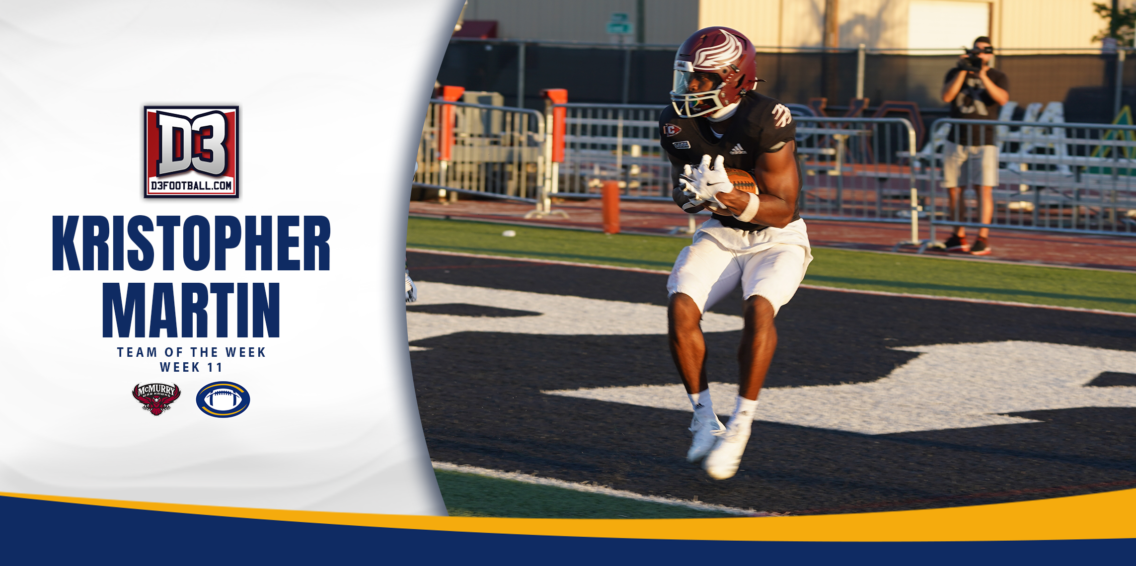 McMurry's Martin Collects D3Football.com Team of the Week Honor