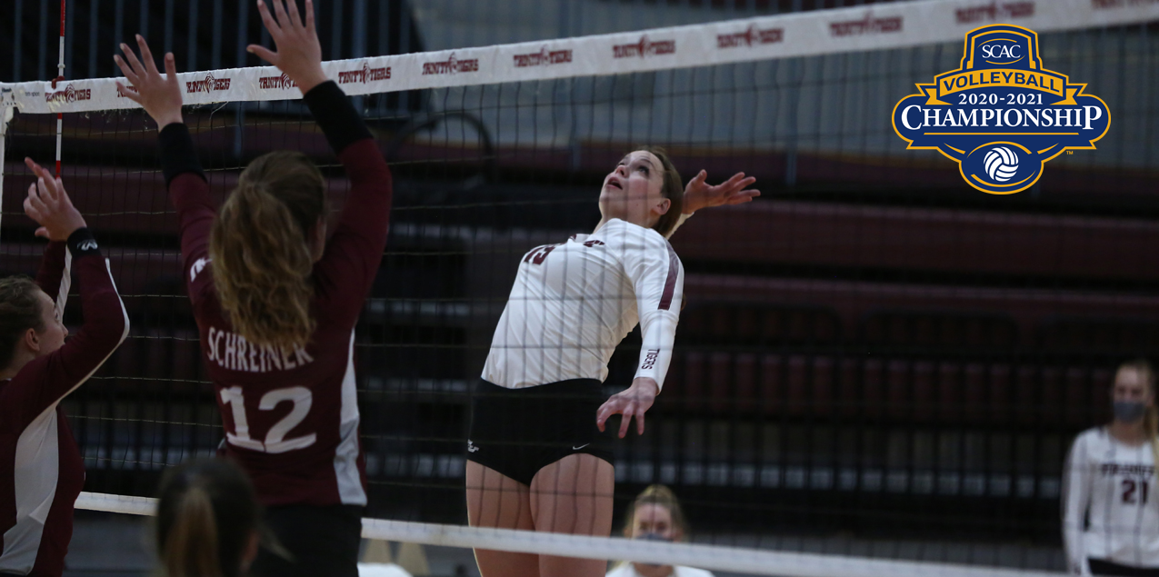 Trinity Sweeps Schreiner in SCAC Volleyball Quarterfinal Action